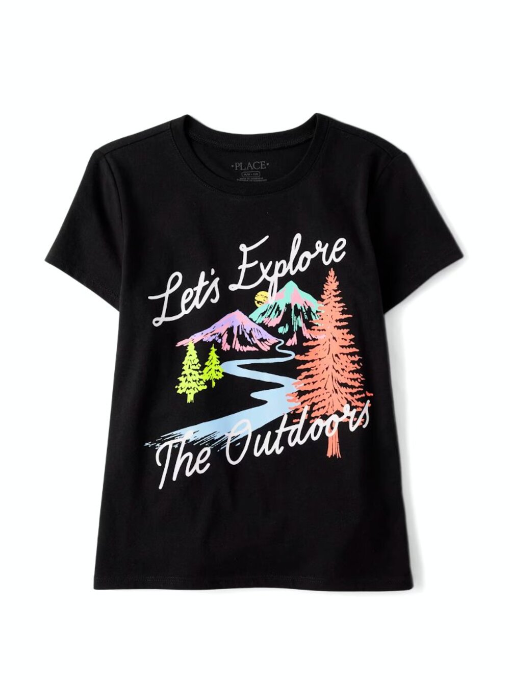 The Childrens Place Girls Great Outdoors Cotton Graphic Tee - black